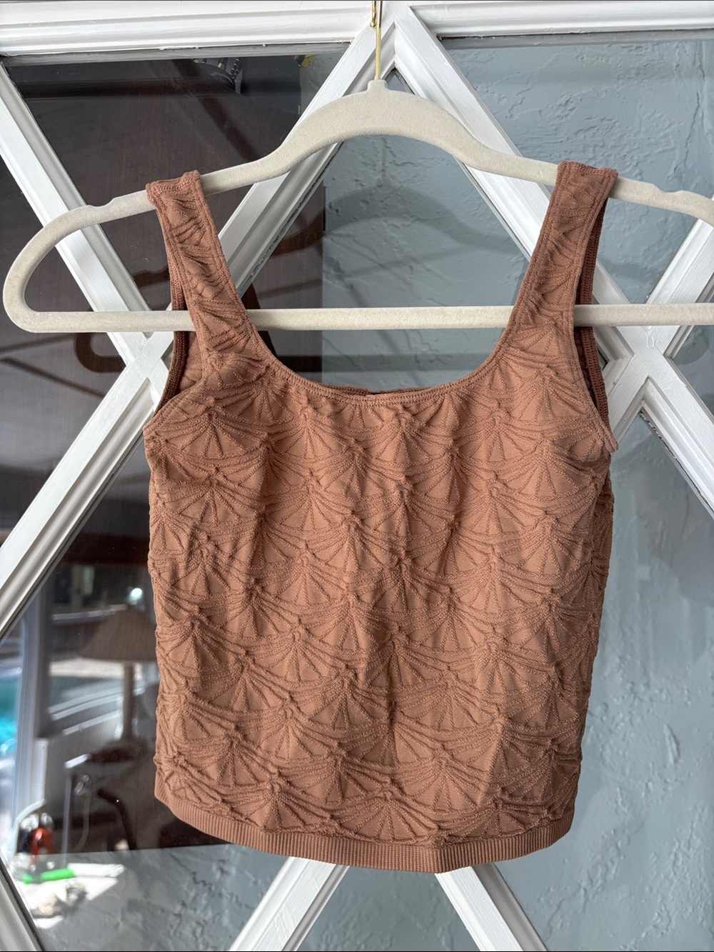 Anthropologie Textured Scoop-Neck Crop Tank Top - Brown